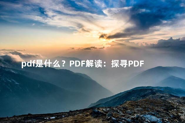 pdf是什么？PDF解读：探寻PDF的神秘之处